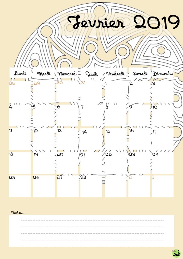 Calendrier février 2019