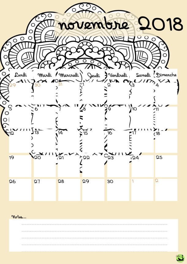 Calendrier novembre 2018