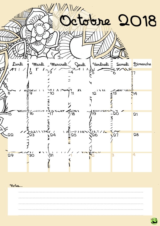 Calendrier octobre 2018